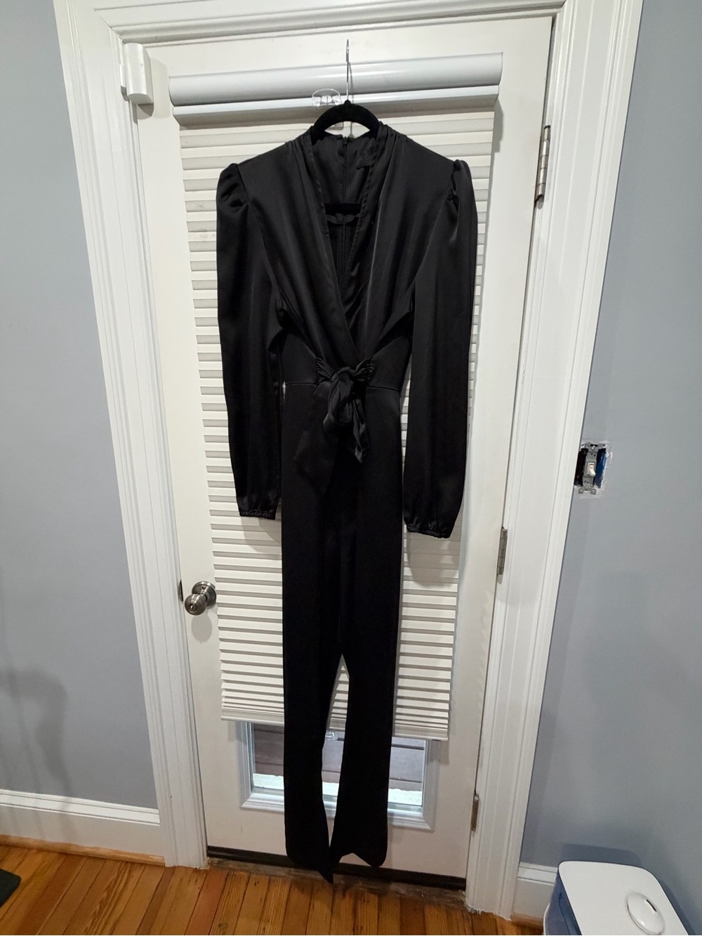 Kendall & Kylie Black Long-Sleeve Wrap Tie Jumpsuit